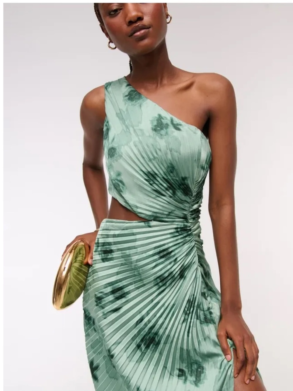 NWT Abercrombie & Fitch Giselle Pleated One-Shoulder Maxi Dress Petite -Sz XSP - Picture 1 of 11